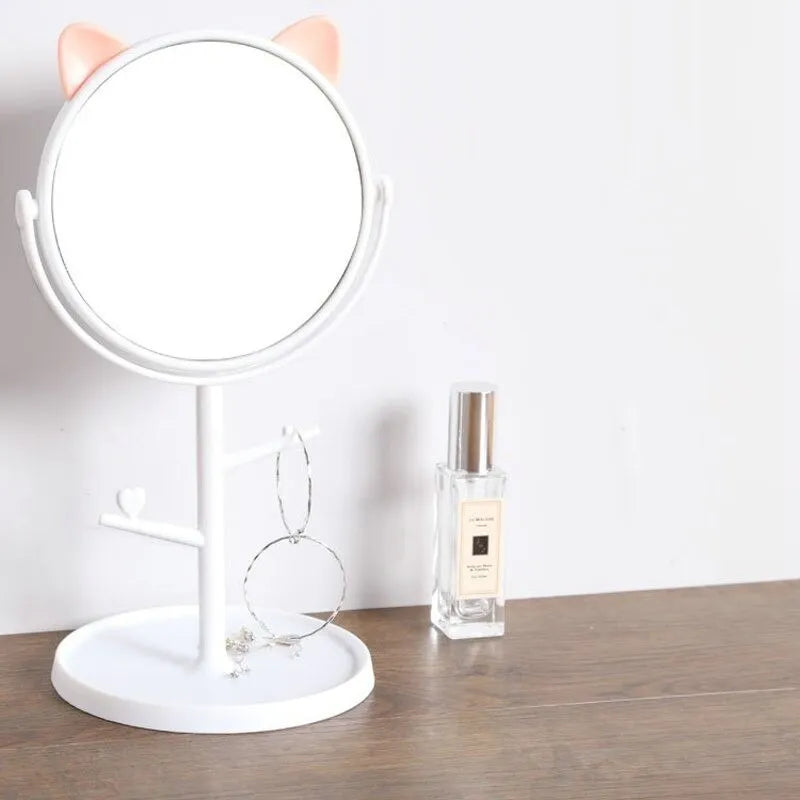 Cat Ear Makeup Mirror with Stand
