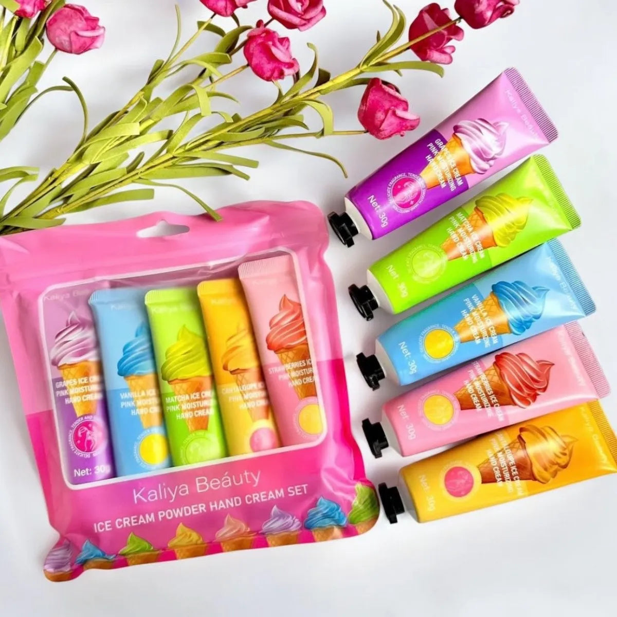 Romantic May 5 Pack Pocket Hand Cream, Moisturizing, Repairing Candy - Each 30g