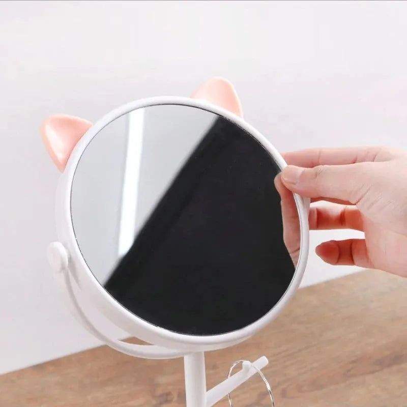 Cat Ear Makeup Mirror with Stand