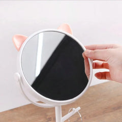 Cat Ear Makeup Mirror with Stand