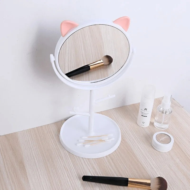 Cat Ear Makeup Mirror with Stand