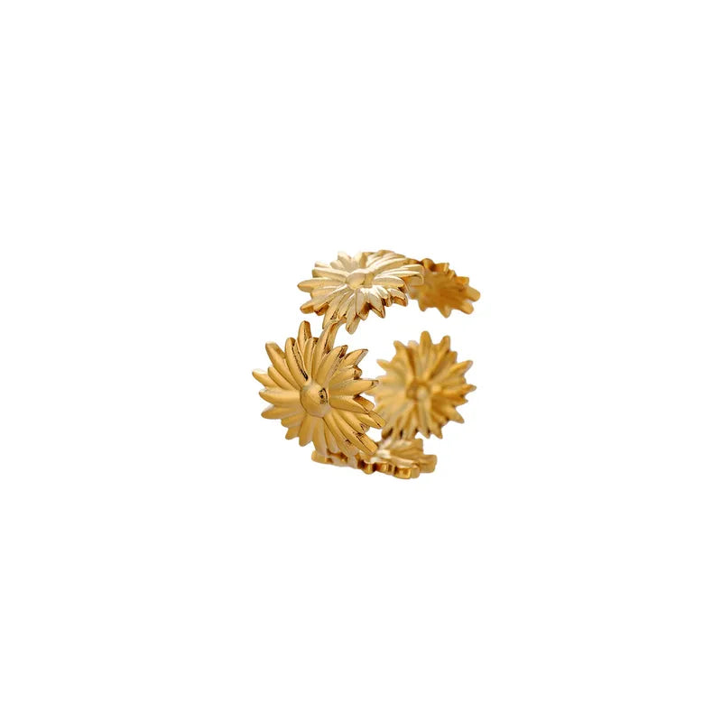 Stainless Steel Vintage Botanical Open Ring - Each