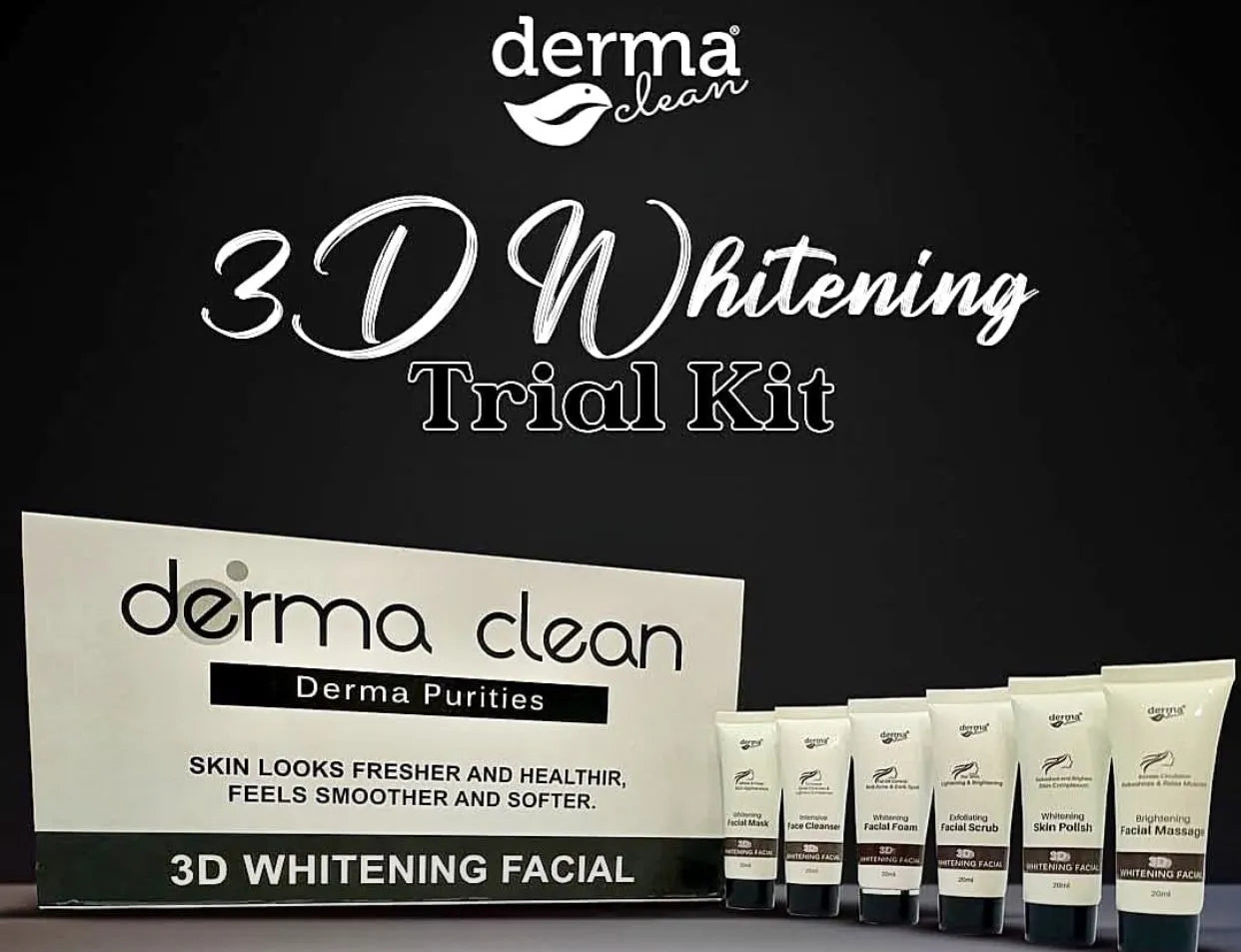 Derma Clean 3D whitening facial trial kit -  20ml