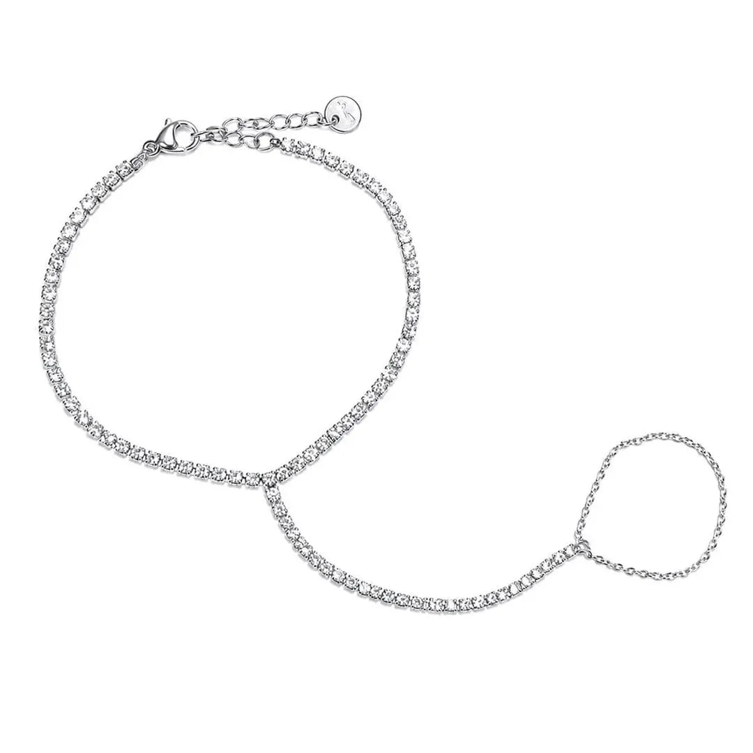 Stainless Steel Crystal Silver Handchain - Each