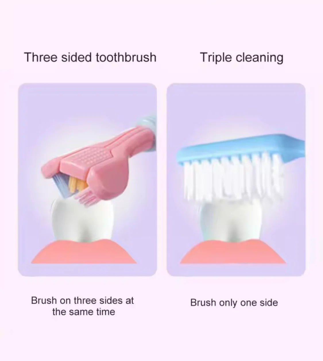 Soft Bristle 3 Sided Toothbrush