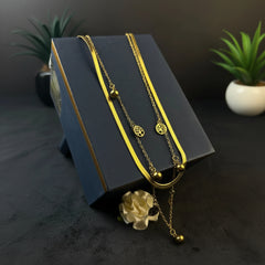 Stainless Steel Elegant Dual Chain Necklace - Each
