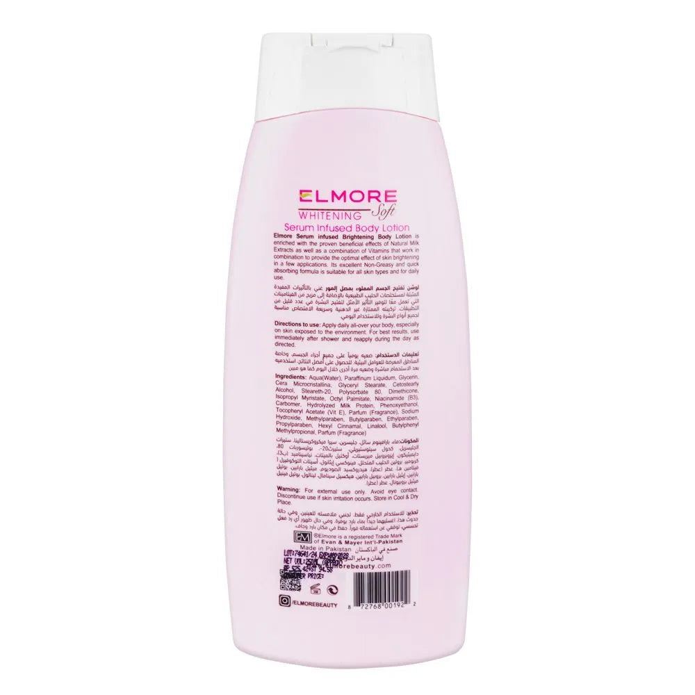 Elmore Soft Skin Whitening Natural Moisturizing Body Lotion, All Skin Types, 250ml