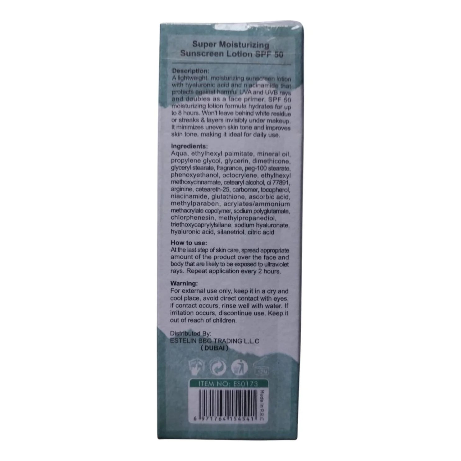 Estelin Super Moisturizing Sunscreen Lotion SPF50 - 75g