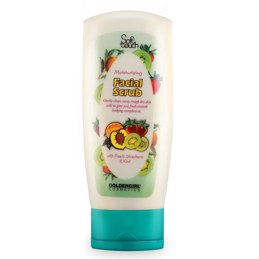 Soft Touch Facial Scrub with Peach, Strawberry, and Kiwi