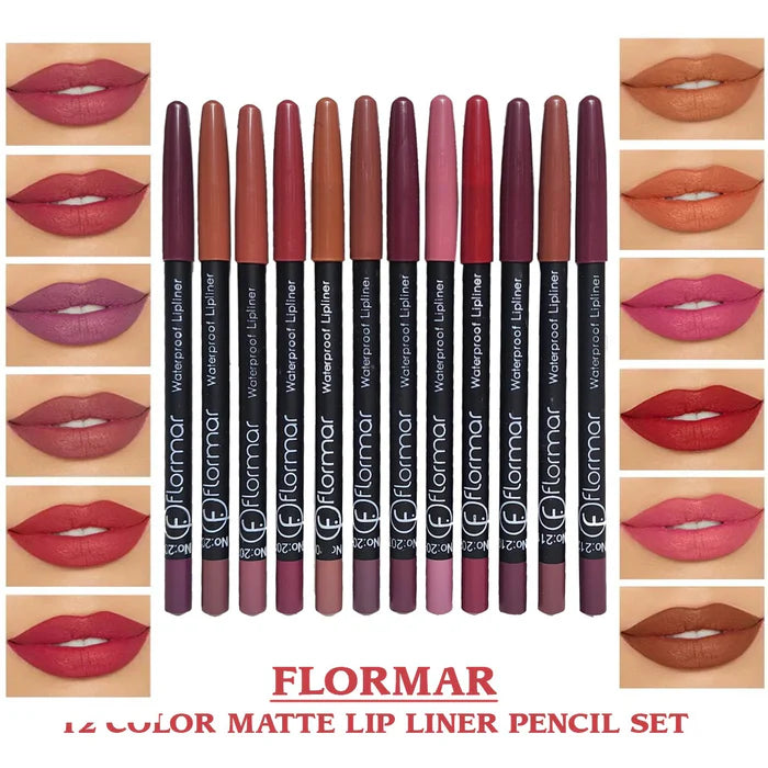 Flormor WaterProof Lip Liner Pencil - 12Pcs