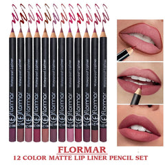 Flormor WaterProof Lip Liner Pencil - 12Pcs