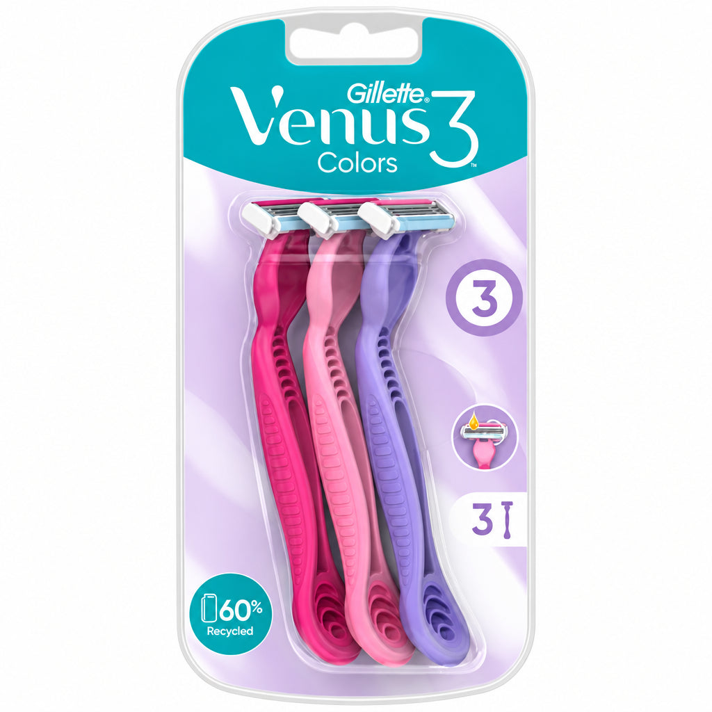 Gillette Venus 3 Colors Women's Razor Blades - 3 Pieces