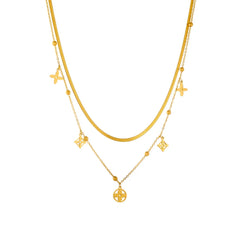 Stainless Steel Clover Cascade Layered Necklace - Each