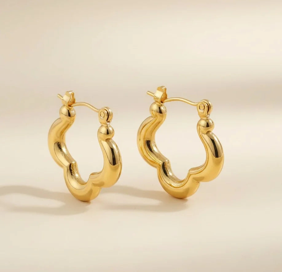 Stainless Steel Cloverlet Hoop Earrings - Each Set
