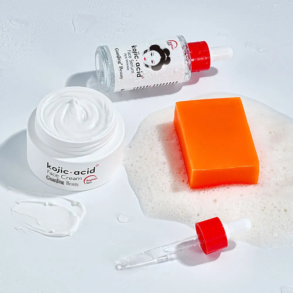Guanjing Kojic Acid Whitening 3pc Skin Care Set for Brighten Skin