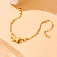 Stainless steel  Double Layer 3D Butterfly Bracelet - Each
