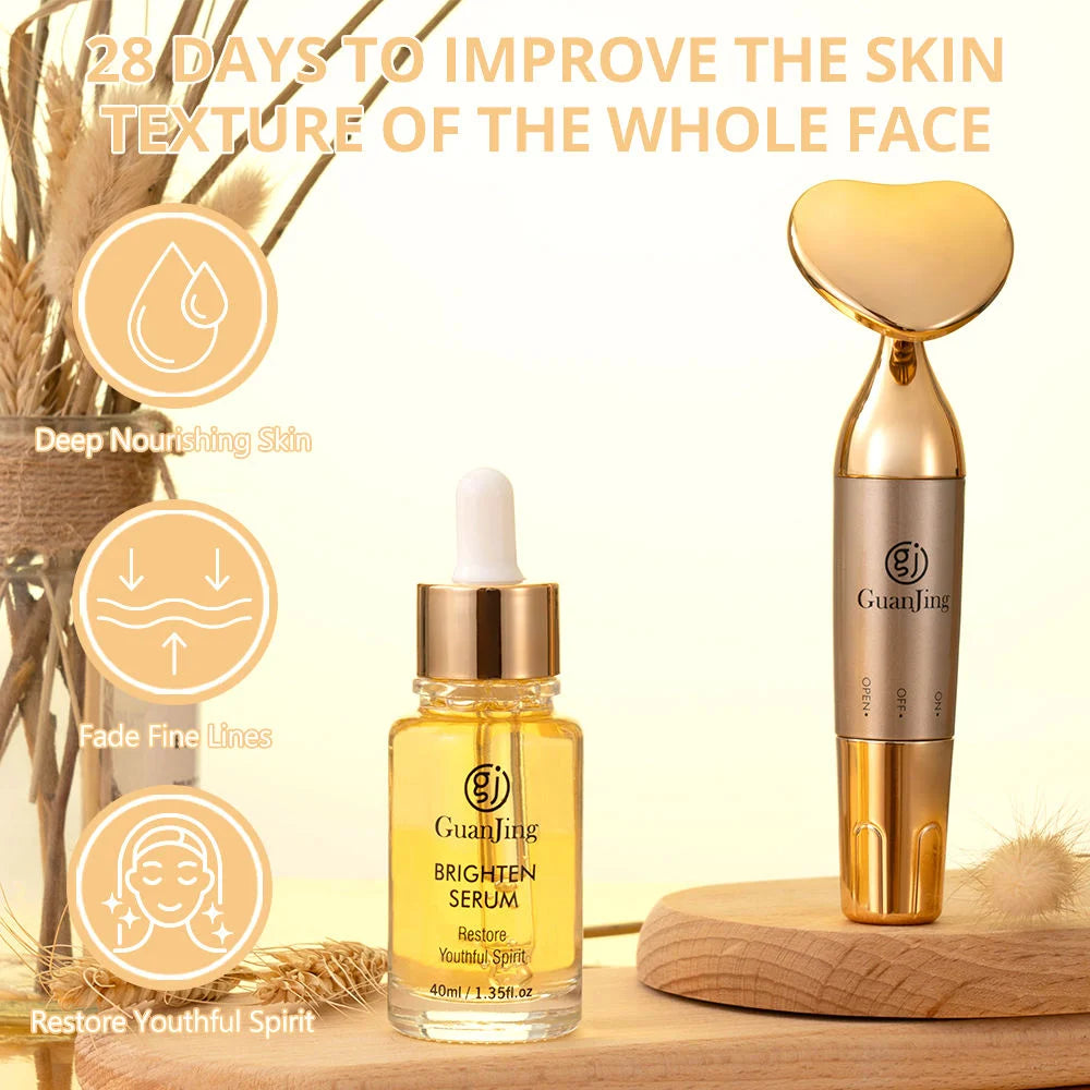Guanjing Nourishing Vitamin E Skin Care Set with Brightening Serum & Electric Facial Massager