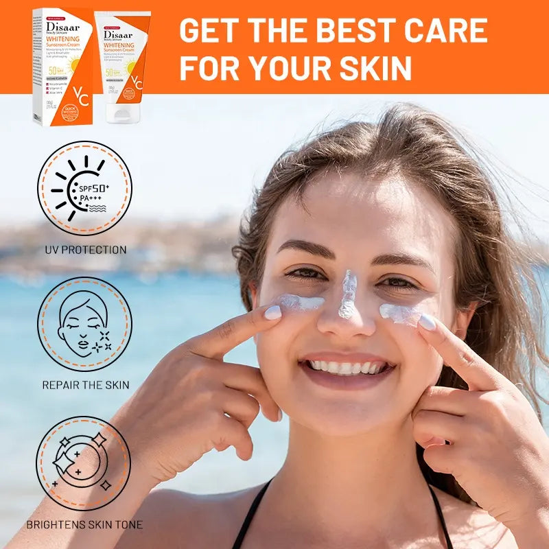 Disaar Whitening Sunscreen Cream SPF 60 – Brightening & Protective Daily Sunblock - 80g