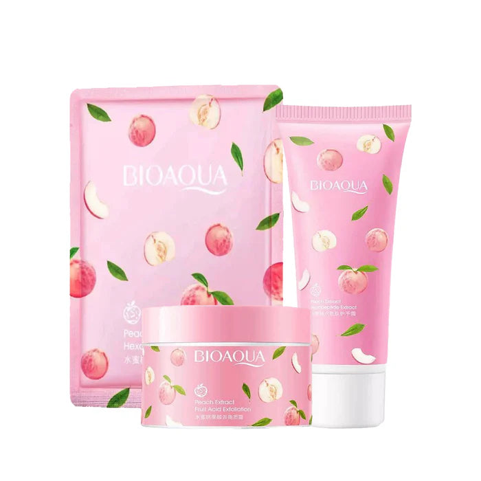 Pack Of 3 Bioaqua Peach Glowing Skin Care Set