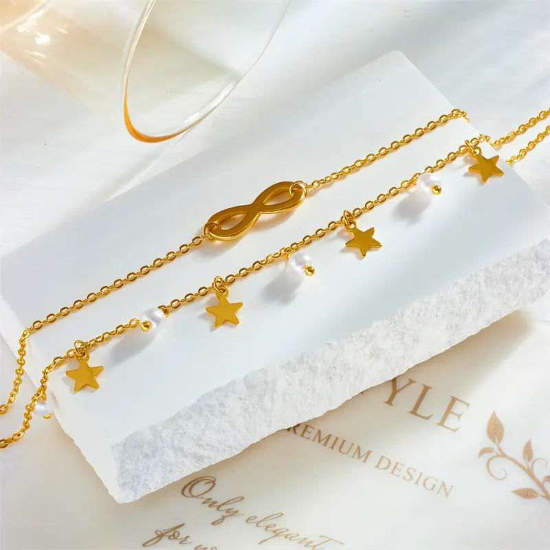 Stainless Steel Infinite Star Charm Bracelet - Each