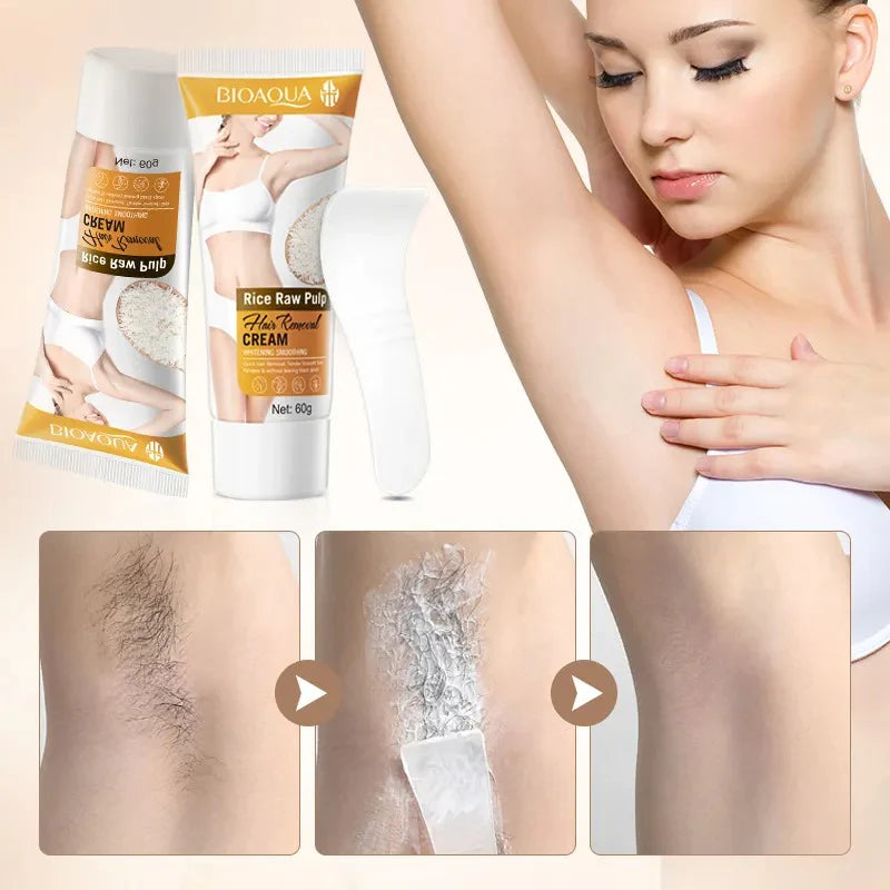 BIOAQUA Rice Raw Pulp Smoothing Hair Removal Cream - 60gm