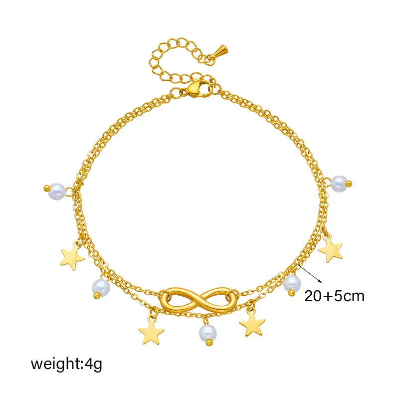 Stainless Steel Infinite Star Charm Bracelet - Each