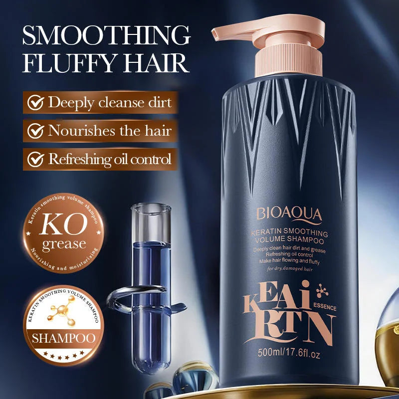 BIOAOUA Keratin Soft Fluffy Anti-Dandruff Oil Control Shampoo - 500ml
