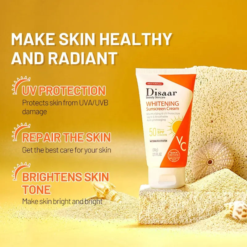 Disaar Whitening Sunscreen Cream SPF 60 – Brightening & Protective Daily Sunblock - 80g