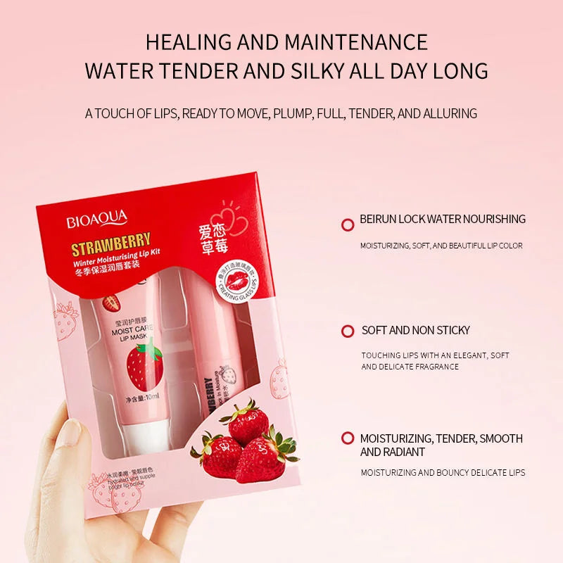 Bioaqua 2 in 1 Strawberry Lipkit Including Lip Balm and Lip Gloss