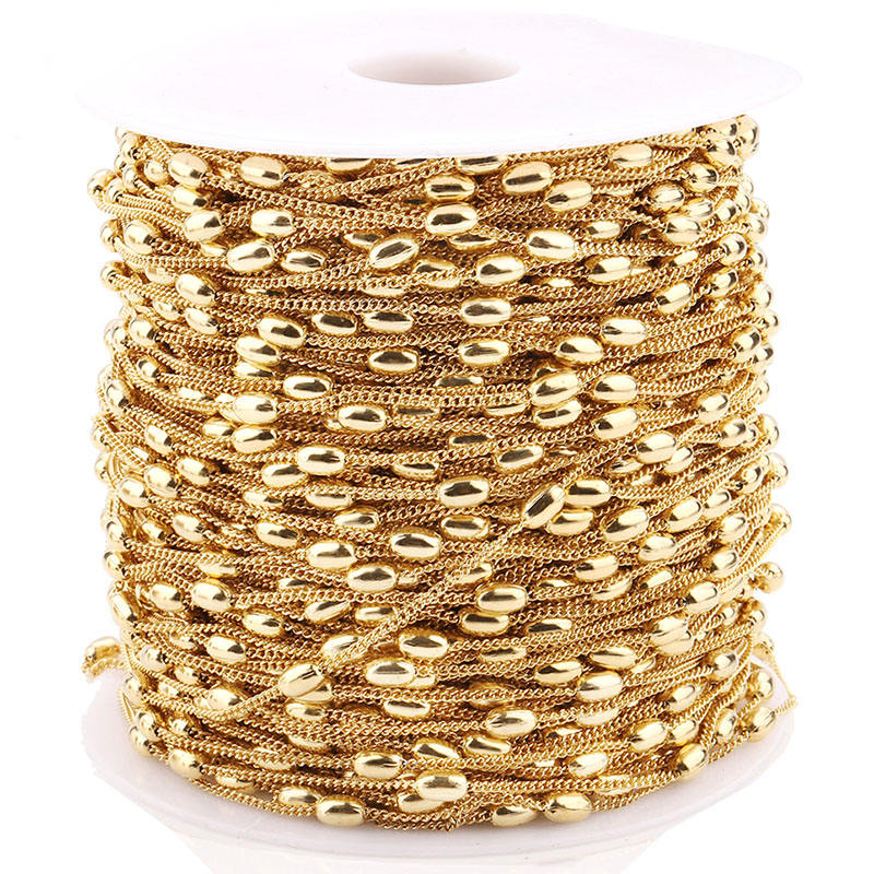 gold-tone oval metallic beads Permanent Bracelet - 5m