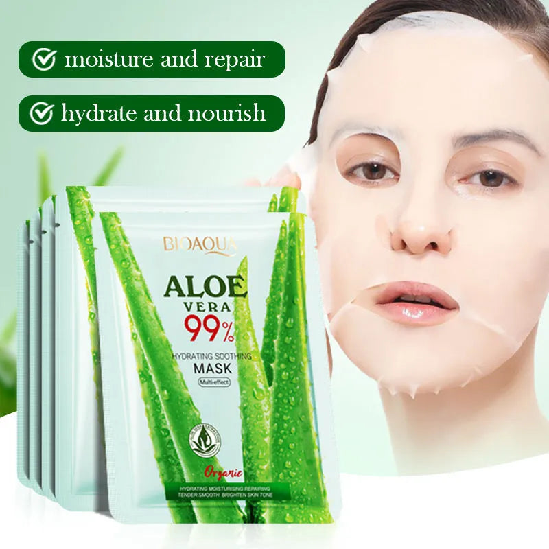 BIOAQUA 99% Aloe Vera Hydrating Soothing Mask - Multi-Effect Facial Mask - 25g