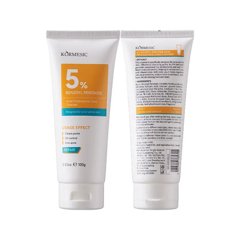 Kormesic 5% Benzoyl Peroxide Acne Professional Care Facial Cleanser- 100g