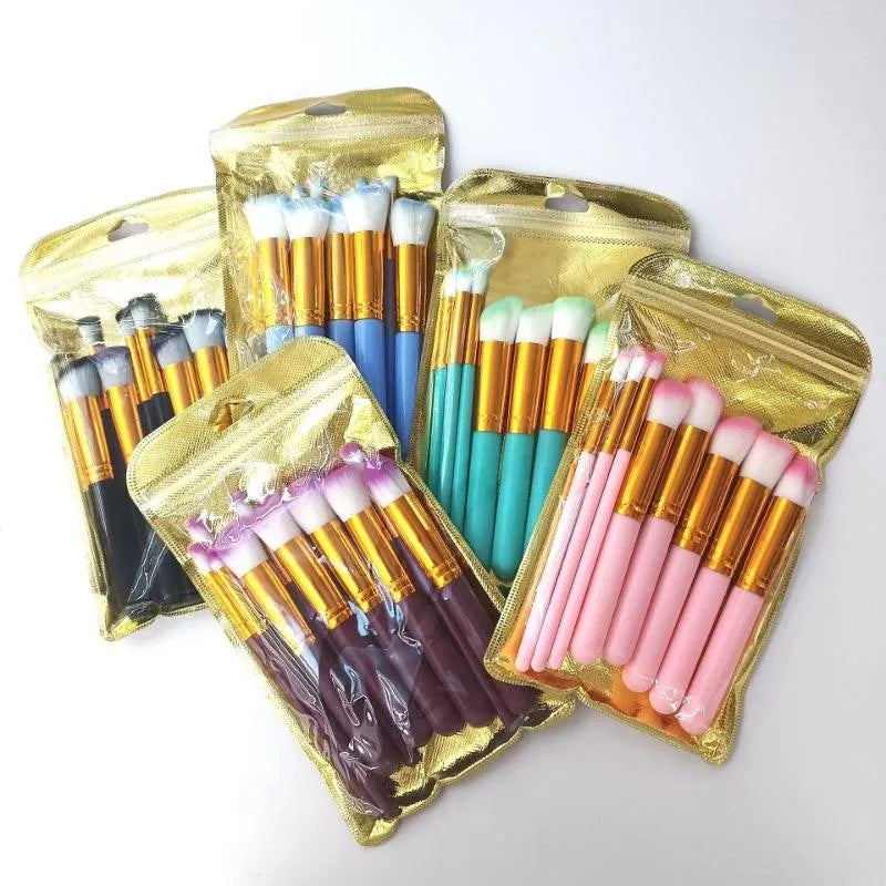 10Pcs Makeup Brush Set Soft Nylon Hair Vegan