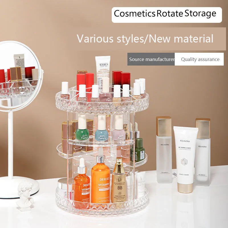 360° Rotating Acrylic Diamond Cosmetic Organizer – 12″ Big Size