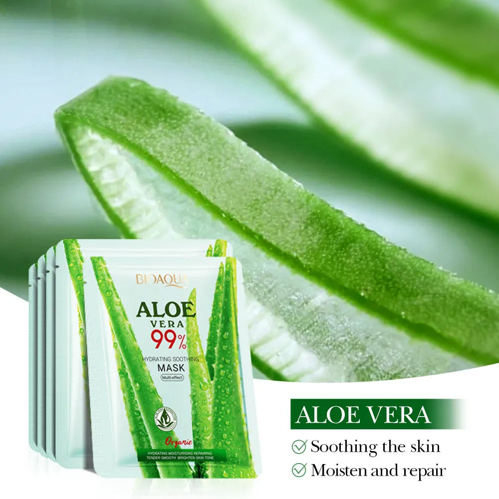 BIOAQUA 99% Aloe Vera Hydrating Soothing Mask - Multi-Effect Facial Mask - 25g