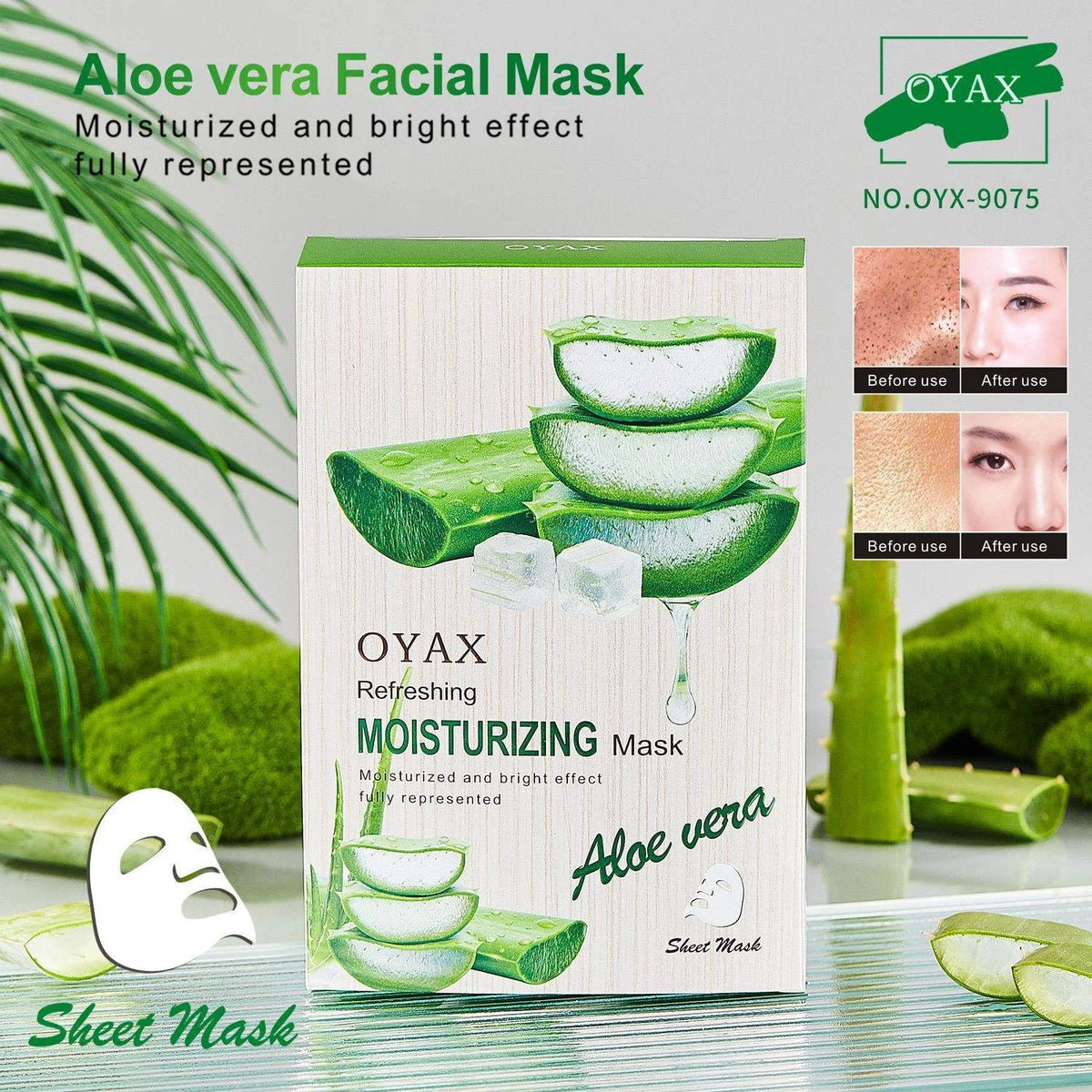 Oyax Refreshing Moisturizing Aloe Vera Sheet Mask - 10 PCS