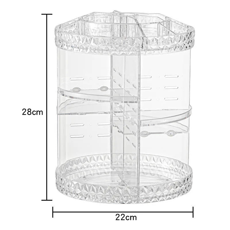 360° Rotating Acrylic Diamond Cosmetic Organizer – 12″ Big Size