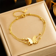 Stainless steel  Double Layer 3D Butterfly Bracelet - Each
