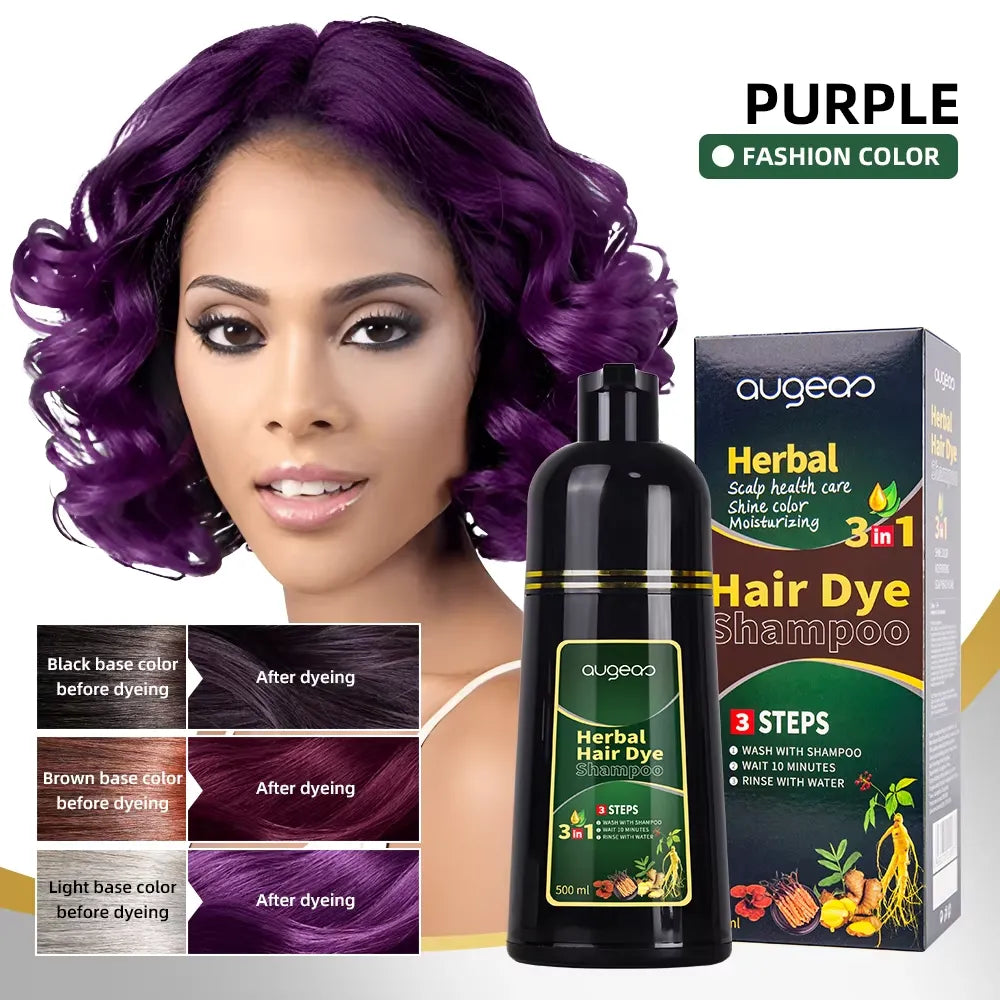 AUGEAS 3-in-1 Herbal Hair Purple Color Shampoo – 500ml