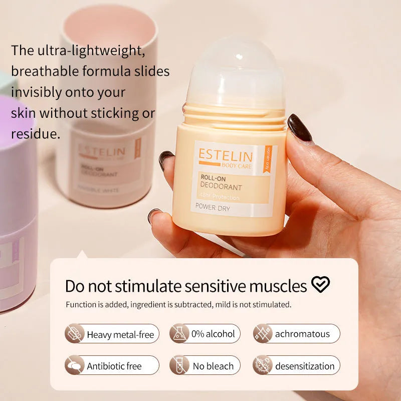 ESTELIN Deodorant Roll On – Shower Clean – 48Hr Protection - 50ml