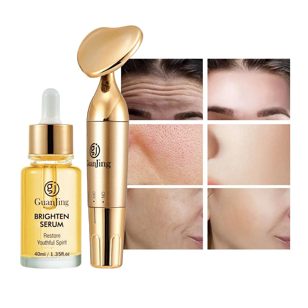 Guanjing Nourishing Vitamin E Skin Care Set with Brightening Serum & Electric Facial Massager
