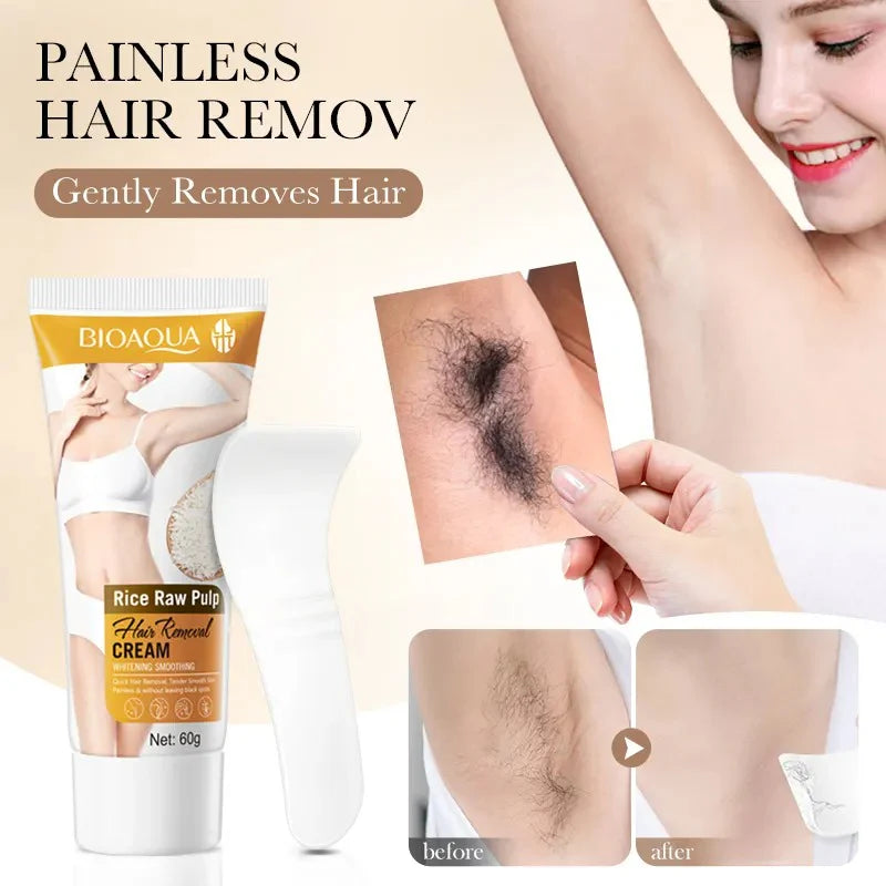 BIOAQUA Rice Raw Pulp Smoothing Hair Removal Cream - 60gm
