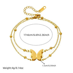 Stainless steel  Double Layer 3D Butterfly Bracelet - Each