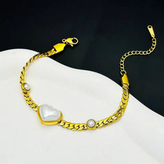 Stainless Steel Vintage Heart Bracelet - Each