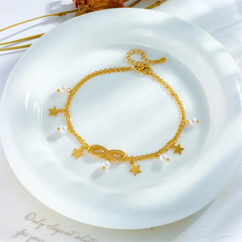 Stainless Steel Infinite Star Charm Bracelet - Each