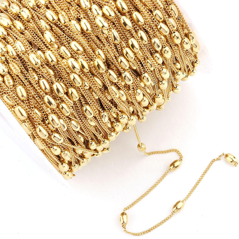 gold-tone oval metallic beads Permanent Bracelet - 5m