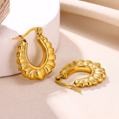 Stainless Steel Creole or Scalloped U-Shaped Heart Hoops - Each Set