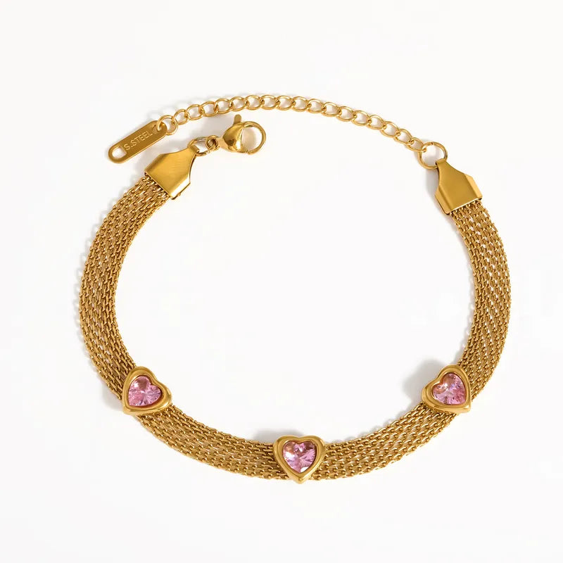 Stainless Steel Heart Shape Braid Bracelet For Women - Each