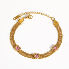 Stainless Steel Heart Shape Braid Bracelet For Women - Each