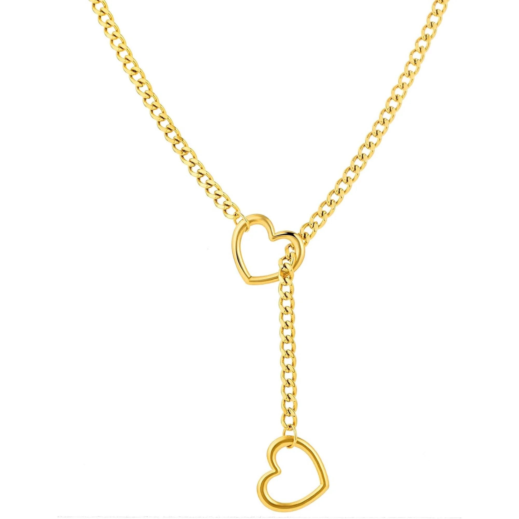 Stainless Steel O-Ring Adjustable Lariat Heart Y-Necklace - Each